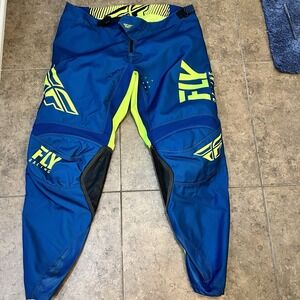 Fly Racing Motocross ATV BMX Pants Blue Yellow Size 38x30 Men's